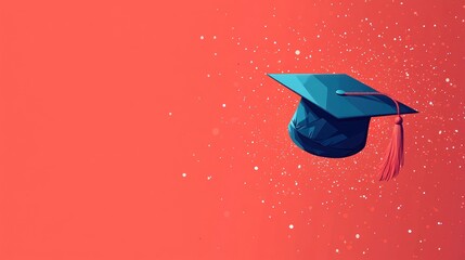 Graduation cap floating, celebratory, abstract background, suitable for education promotion