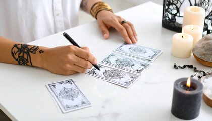 Tarot cards being read at a table (1)