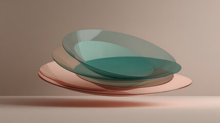 Abstract composition of translucent, layered circles in muted tones.