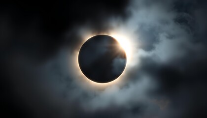 total solar eclipse with minimal corona due to cloud interference