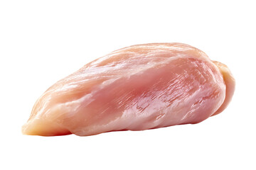 Raw chicken breast fillet isolated on a transparent background close up shot
