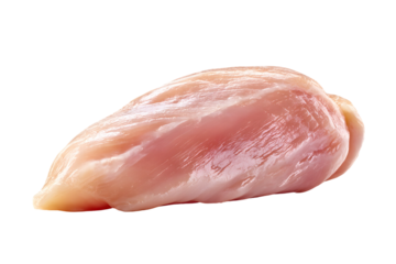 Raw chicken breast fillet isolated on a transparent background close up shot
