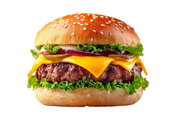 A hamburger with lettuce and onions on top of a bun