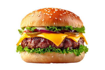 A hamburger with lettuce and onions on top of a bun