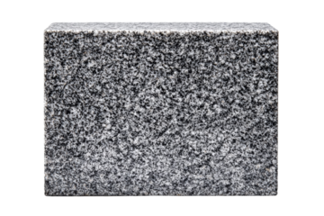 A gray and black stone block with a white border