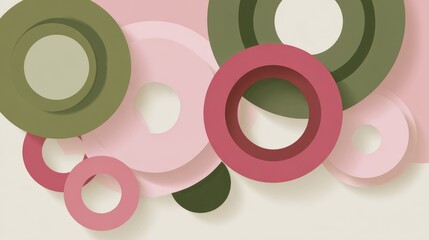 Abstract design with overlapping circles in various colors.