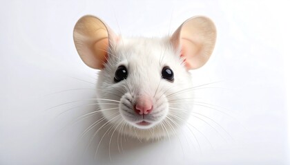 Close-up of a white rat's head