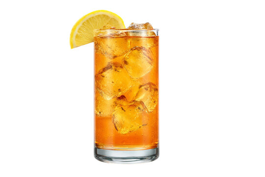 A glass of iced tea with a lemon slice in it