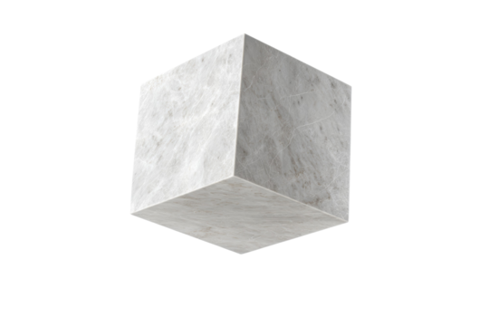 A white cube is floating in the air