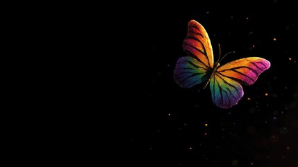 Colorful butterfly on a black background.