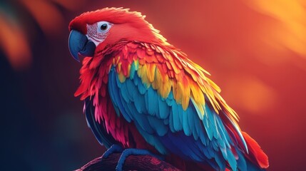 Fototapeta premium Colorful Macaw in Jungle Sunlight