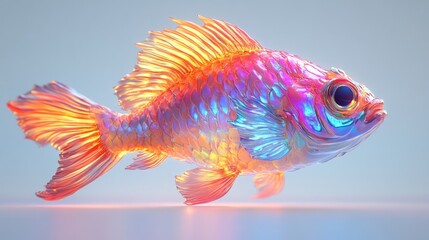 Fototapeta premium Colorful iridescent fish, studio shot, vibrant. Possible use Stock photo