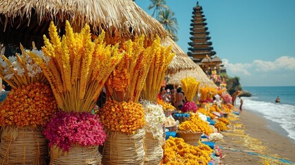 Vibrant Floral Market at Uluwatu Temple, Bali