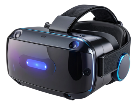 Minimal VR Headset Icon with Monochrome Style and Bold Silhouette, Flat Front View, Isolated on Transparent Background.