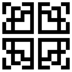 Obraz premium Complex geometric patterns in bold black shapes arranged in a square layout for design inspiration