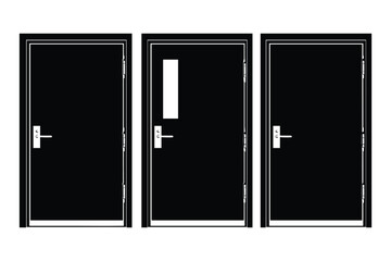 silhouette of open double doors, minimal black style for interior or architectural design