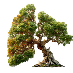 Life spirit restoring breathing tree isolated on white background