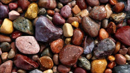 Colorful pebbles on a beach