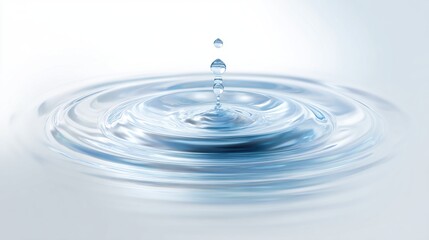 Water droplet falling into a pool creates circular ripples, serene and peaceful
