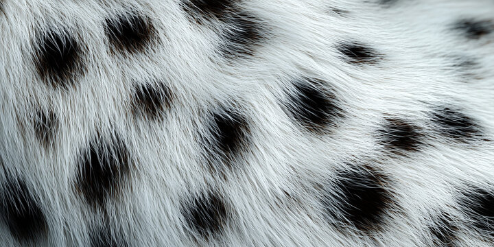 Dalmatian Dog Fur Texture with Black Spots on White Animal Pattern Background