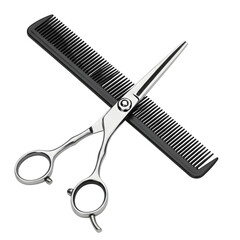 Hairdressing Scissors and Comb, isolated on transparent background