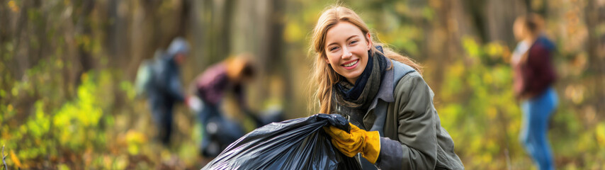 Volunteers gather to clean up a local park, created with AI