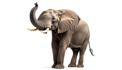 African Elephant Trunk Up with White Background.