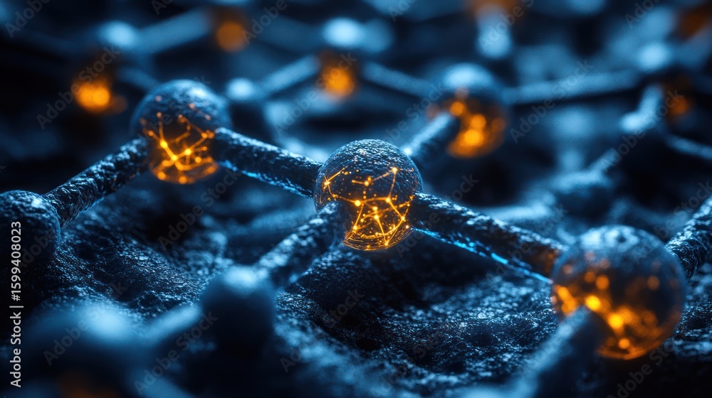 Poster abstract network glowing structures