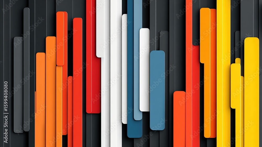 Aufkleber abstract artwork featuring a multitude of vertically oriented rectangular shapes in varying lengths 
