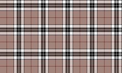 Seamless plaid fabric pattern, cream, white, black for fashion clothing design textiles such as skirts, pants and dresses, adding a stylish minimalist charm.