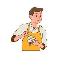 Male Barista Grinding Coffee Beans