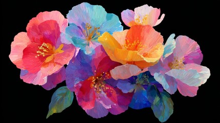 Vibrant Colorful Flower Bouquet Painting