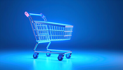 Empty Shopping Cart with Blue Studio.