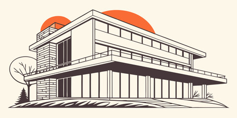 Naklejka premium vector illustration of a building