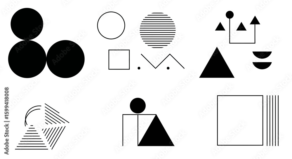 Poster elegant abstract geometric design collection with clean shapes and minimalist style
