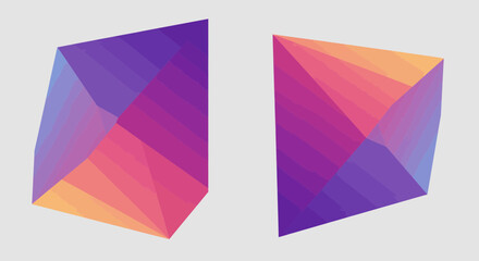 Two gradient polygonal shapes against a white backdrop for modern designs