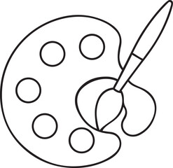 Modern palette and paintbrush vector illustration, palette and paintbrush line art vector icon design, palette and paintbrush editable vector icon design