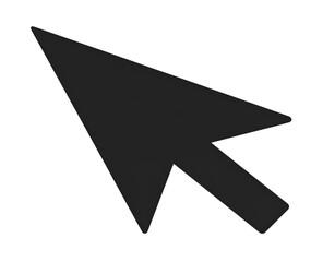 Realistic 3D Cursor Pointer with Glossy Finish and Soft Shadows, Angled Perspective, Isolated on Transparent Background.