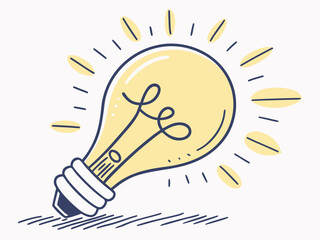 Bright idea icon : Illustration of a glowing yellow light bulb Symbol of creativity, inspiration. For use in pres,bulb light idea isolated icon vector illustration design, vector illustration  graphic