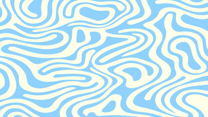 Abstract Wavy Blue and Cream Seamless Vector Background Pattern