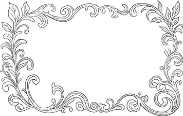 engraving vintage style, floral border and frame