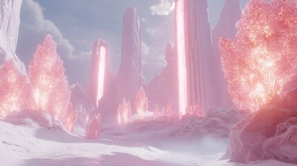 Pink crystalline alien landscape