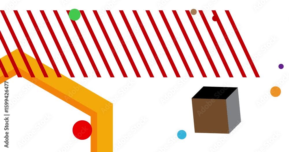 Poster geometrical graphic retro theme background animation with place for text. minimal geometric elements