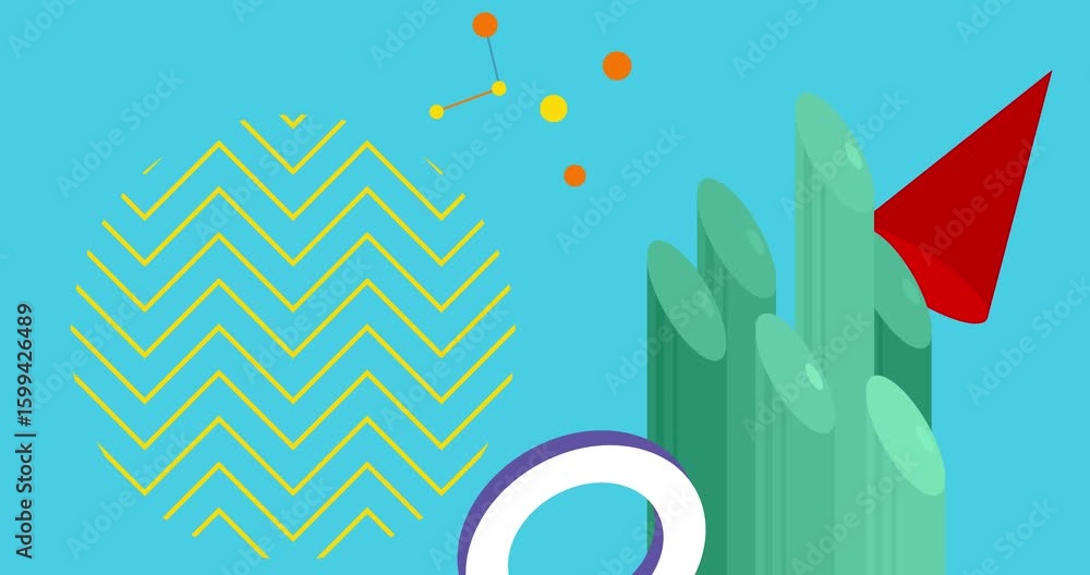 Poster geometrical graphic retro theme background animation with place for text. minimal geometric elements