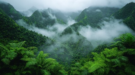 Misty Mountain Majesty: A Verdant Panorama