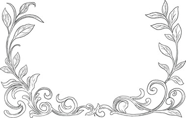 engraving vintage style, floral border and frame
