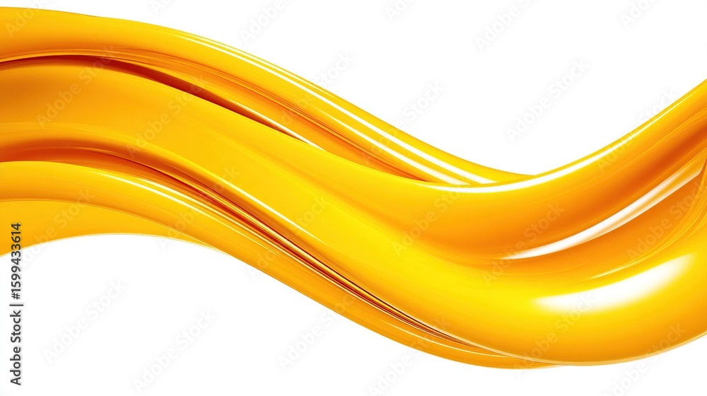 Aufkleber glossy, flowing golden wave on a white background creating dynamic smooth curves