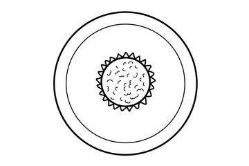 Top view of a cupcake on a plate, gourmet illustration of typical American dessert. Hand-drawn food sketch