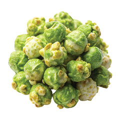 Obraz premium Matcha Popcorn: A handful of popcorn coated in matcha glaze, PNG