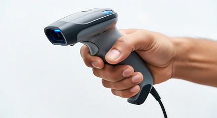 Barcode Scanner Held by Hand